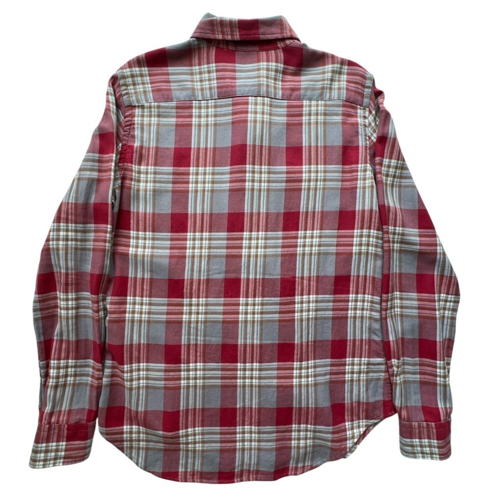 Polo Ralph Lauren Plaid Flannel Shirt Mens M Red Tan Gray Blue Pony Cotton RARE - Picture 5 of 10
